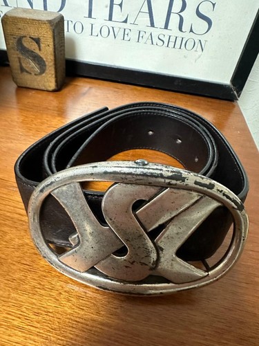 Yves Saint Laurent Rive Gauche YSL Logo Buckle Belt