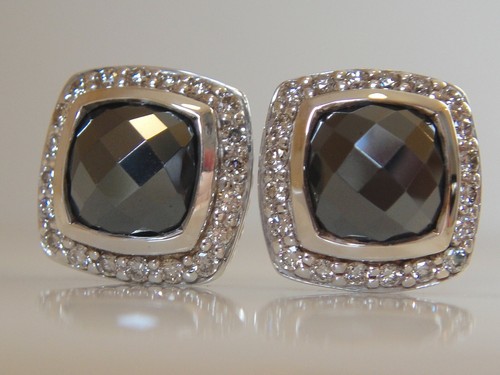 00. DAVID YURMAN SS ALBION HEMATITE DIAMOND EARRINGS.