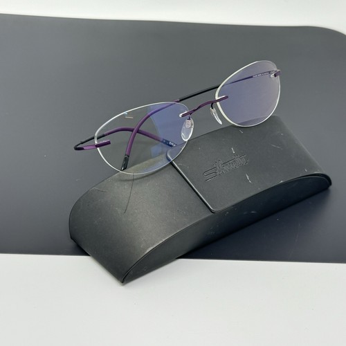 Silhouette Titan Eyeglasses Frames 4421 40 6071 Purple Rimless Excellent [] 19