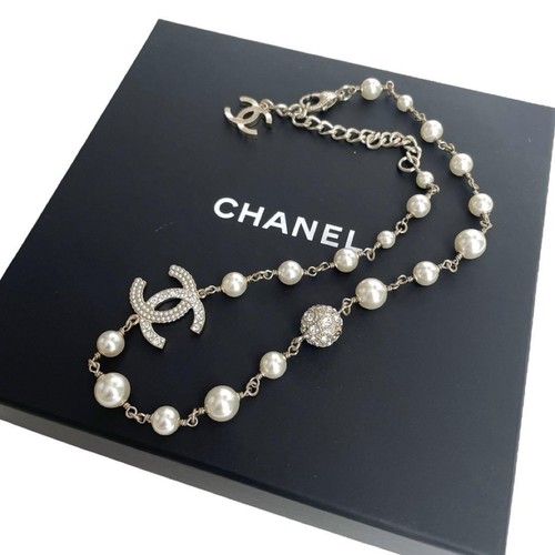 CHANEL Necklace Coco Mark Fake Pearl