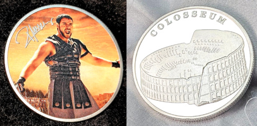 Gladiator Silver Coin Roman Russell Crowe Autograph Old Hollywood Actor Medal US