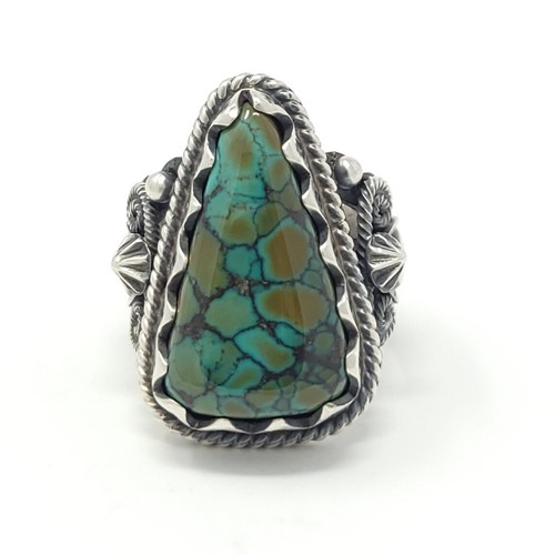 Donovan Cadman Navajo Sterling Silver Ring Gem Grade Bamboo Mountain Turquoise