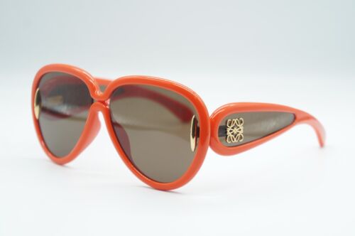 NEW LOEWE LW401321 42E SHINY ORANGE/BROWN AUTHENTIC SUNGLASSES FRAMES 65 14