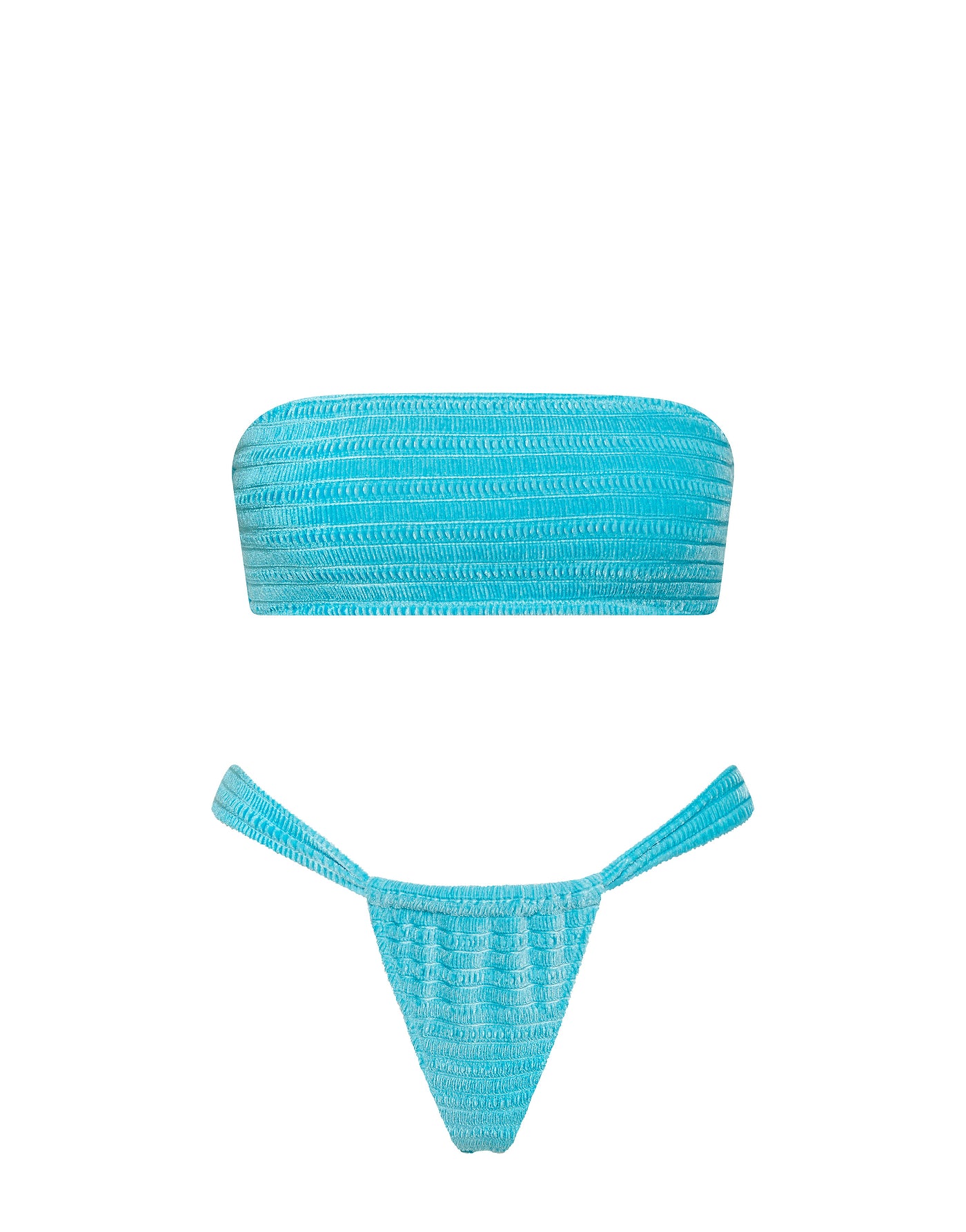 TRIANGL LUCE   COTE Blue Velvet Bandeau Bikini Set