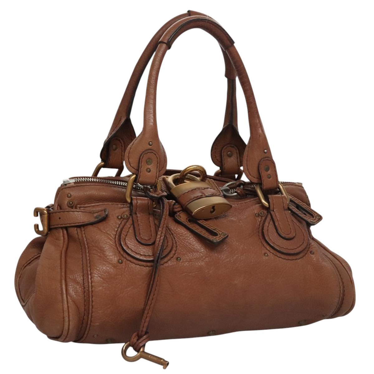 Chloe Paddington Hand Bag Leather Brown Silver gold Auth 113239