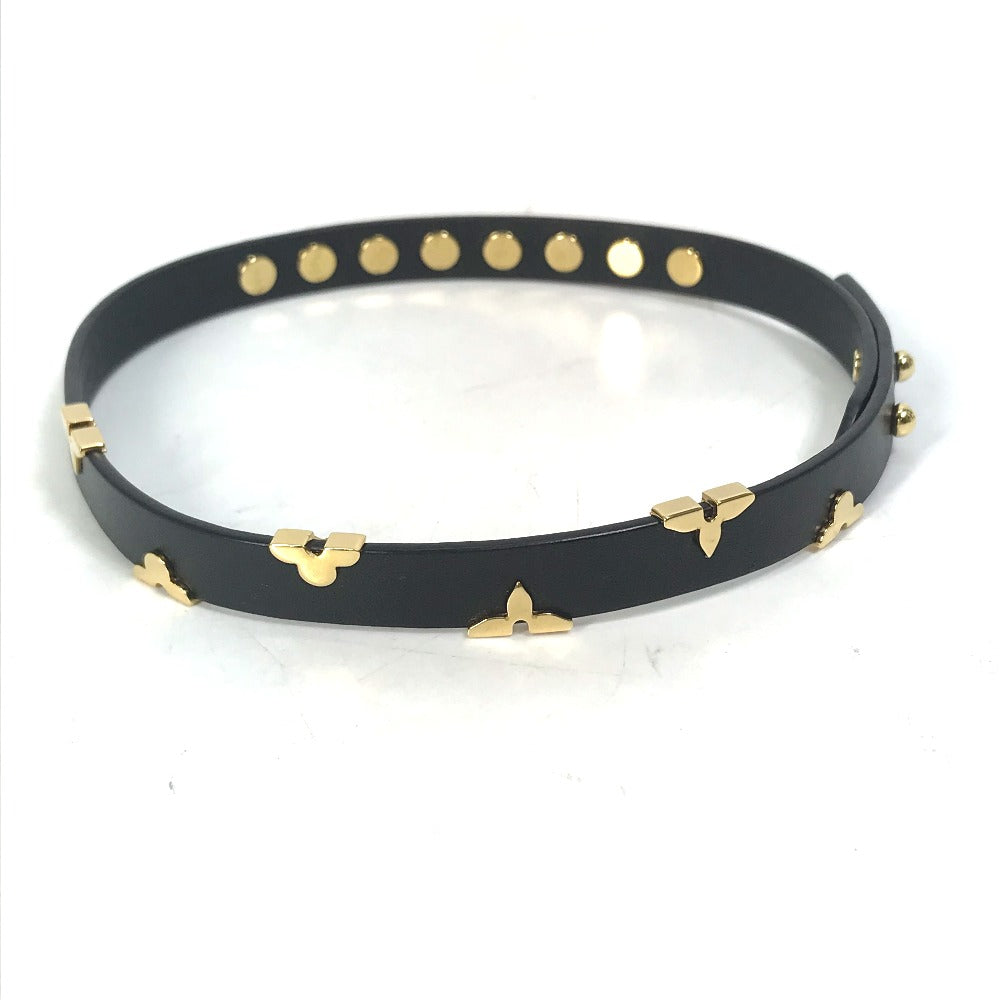 LOUIS VUITTON bracelet M6557F leather black Double bracelet Bracelet Daily Monogram Studs Women 17 Used Authentic