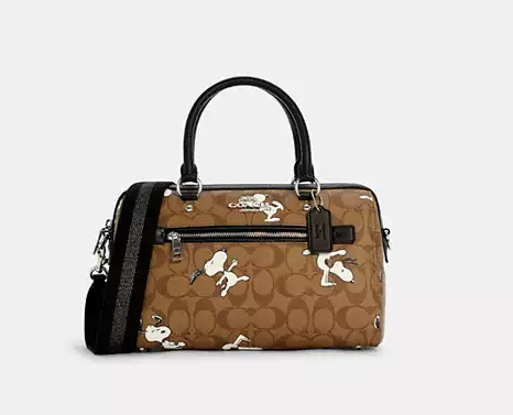CLUTCH CLOSET Coach X Peanuts Rowan Satchel In Signature Canvas With Snoopy Print