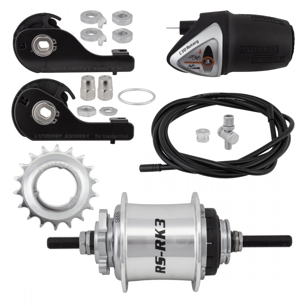 Sturmey Archer RSRK3 3sp Hub Kit RR 36H Sil 3s Int