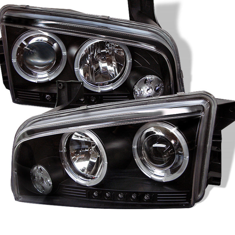 Spyder LED Dual Halo Projector Headlights (Black): Dodge Charger 2006   2010