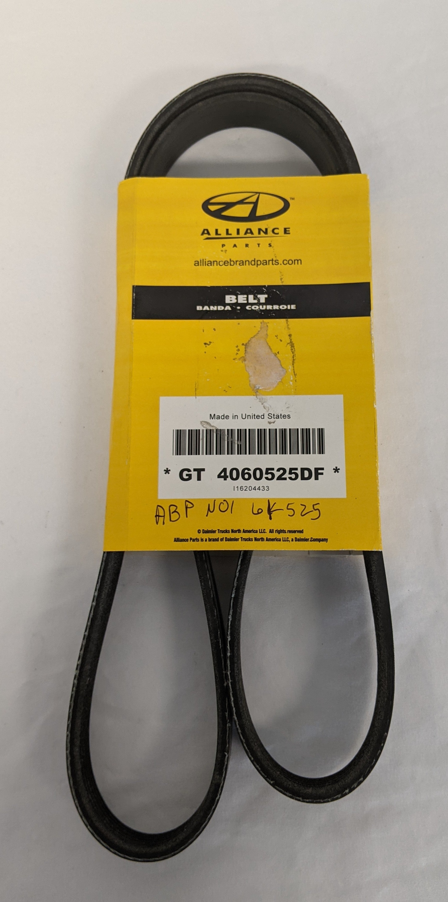 New Alliance 52 1/2" Long 6 Rib Serpentine Belt   P/N ABP N016K525