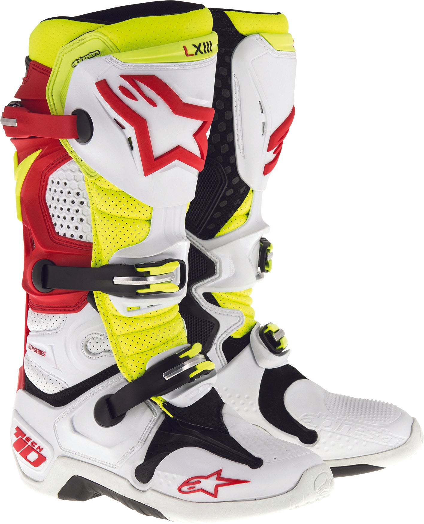 Alpinestars Tech 10 Boots White/Red/Yellow Sz 11 2010014 236 11