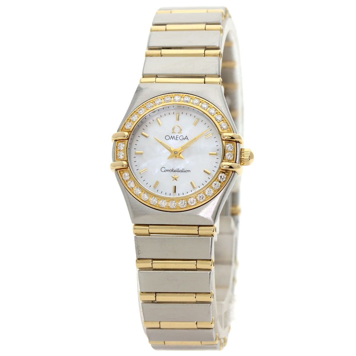OMEGA Watches Quartz 1267.70 Stainless Steel gold Constellation Mini Bezel Diamond White shell dial