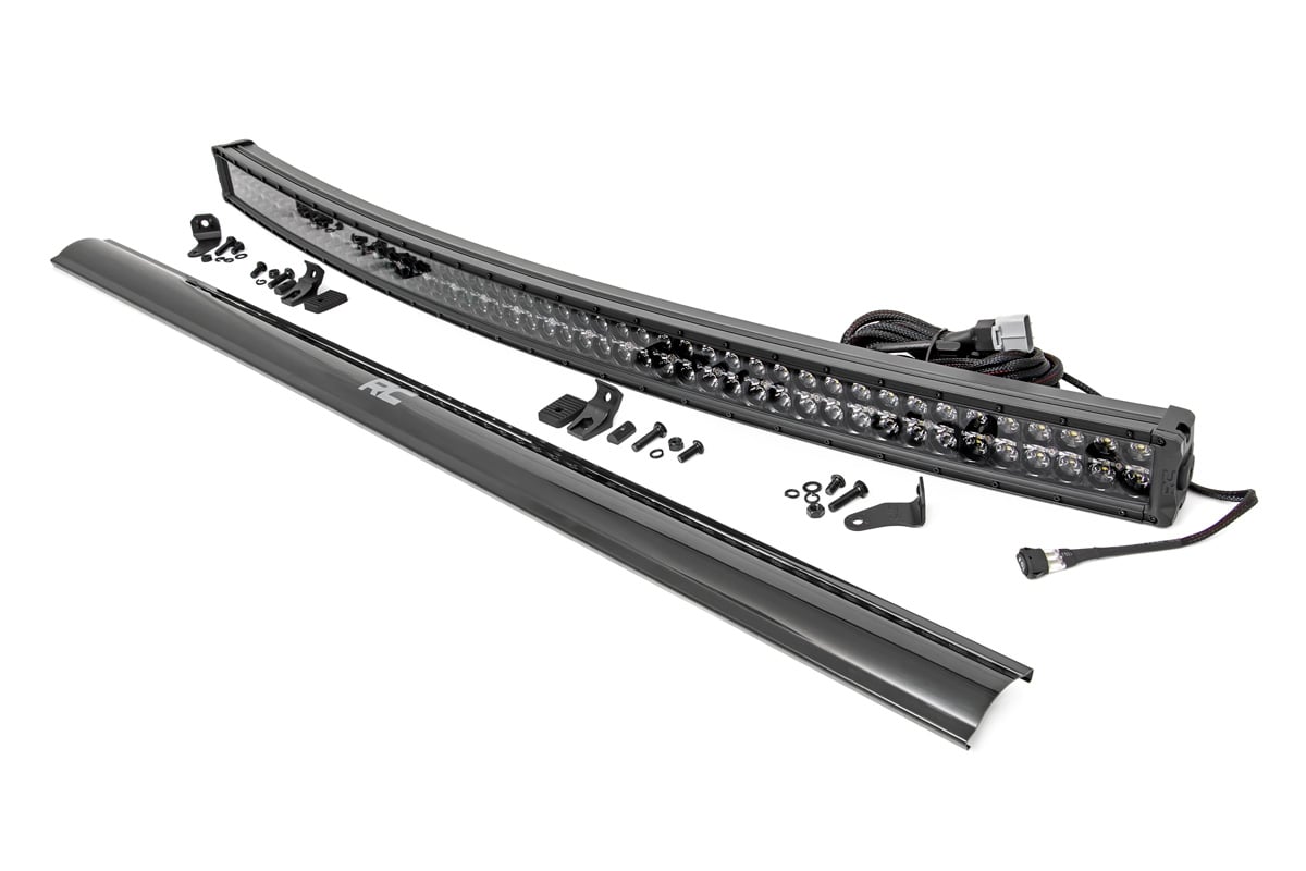 ROUGH COUNTRY 54 Inch Black Series LED Light Bar   Curved   Dual Row   Cool White DRL