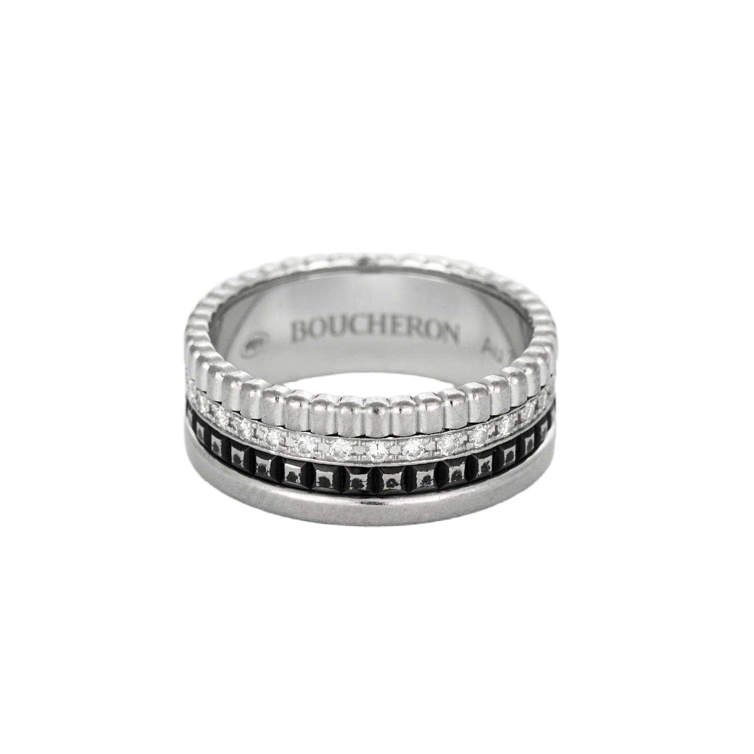 CARAT CIRCLE Boucheron Quatre   Black Edition   White gold and diamond ring