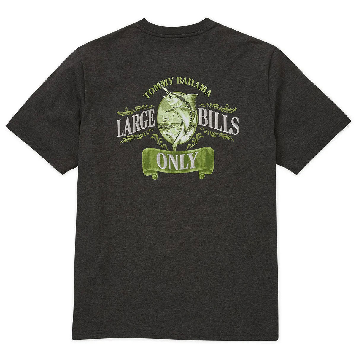 TOMMY BAHAMA MENS Tommy Bahama Men's Big & Tall Large Bills Only T Shirt   Coal Heather