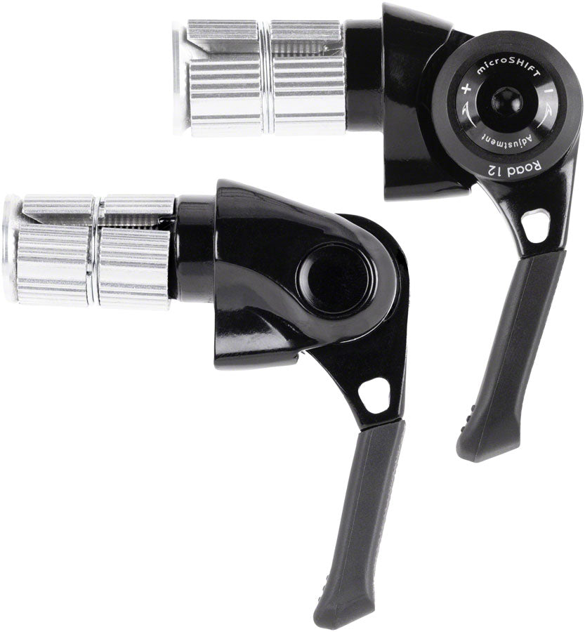 microSHIFT BS A12 Bar End Road Shifter Set   2x 12 Speed, Shimano 12 Speed Road Compatible, Black
