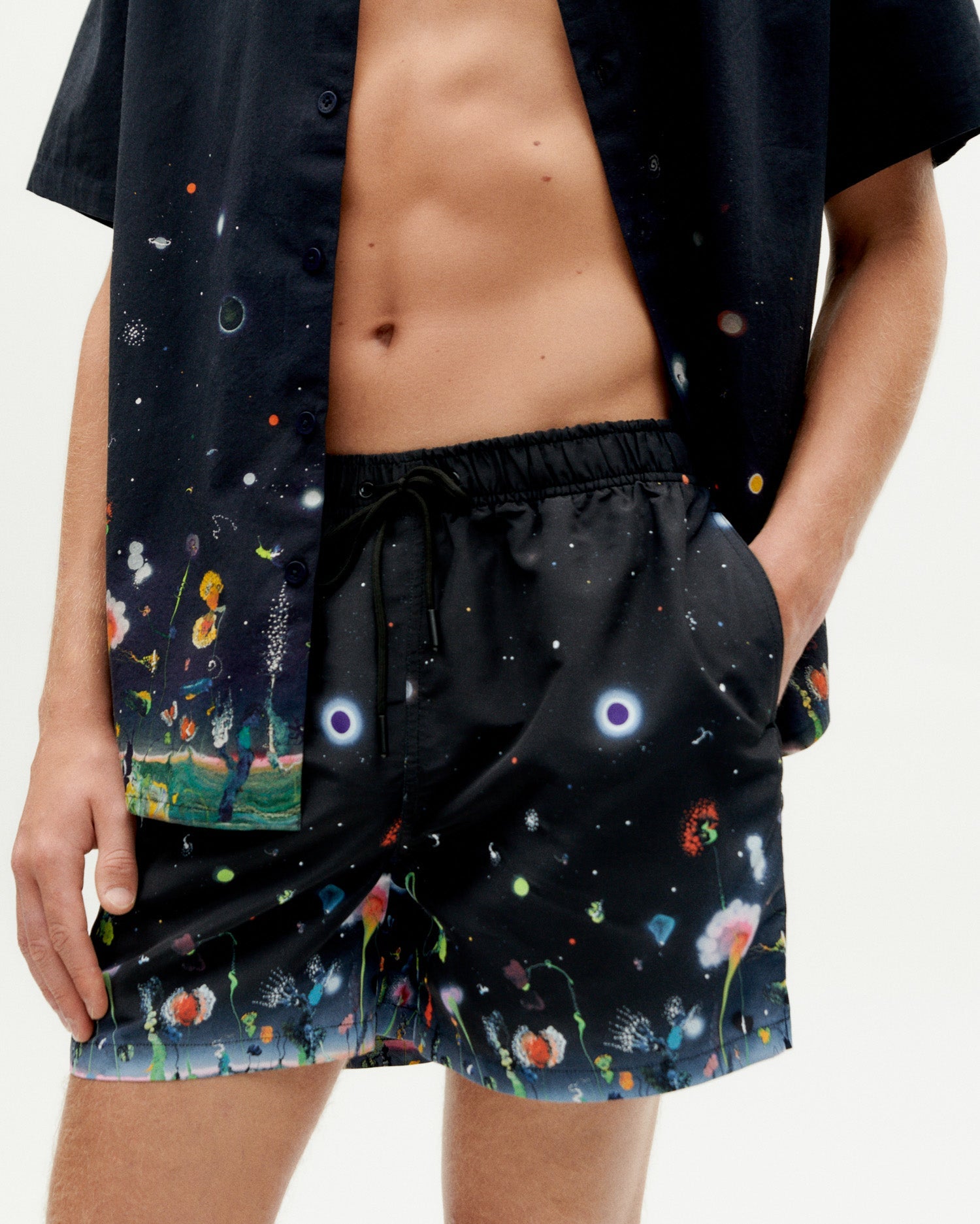 THINKING MU Men's Limpopo Swim Shorts Feuz Night Navy