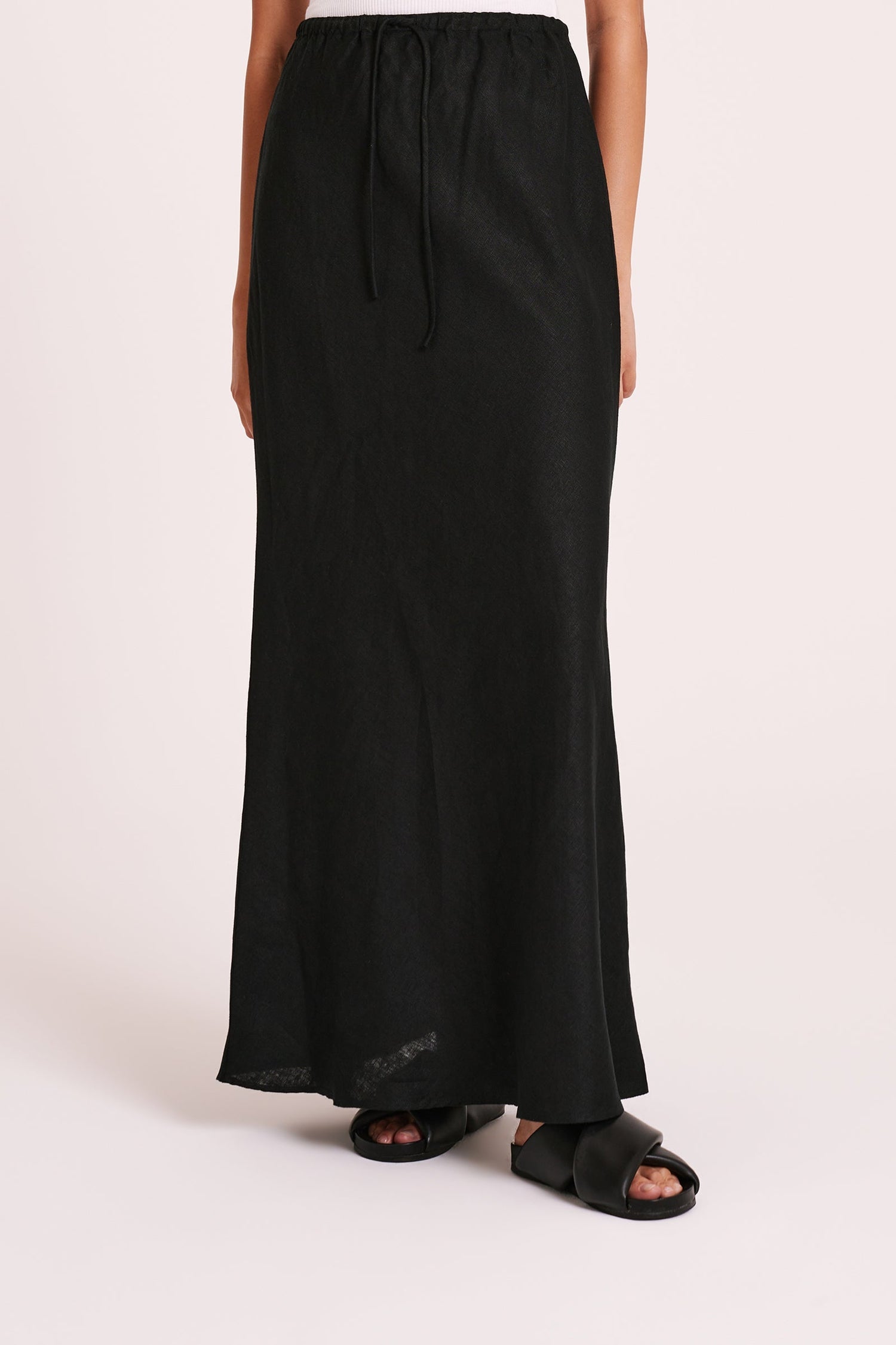 NUDE LUCY Amani Linen Skirt   Black