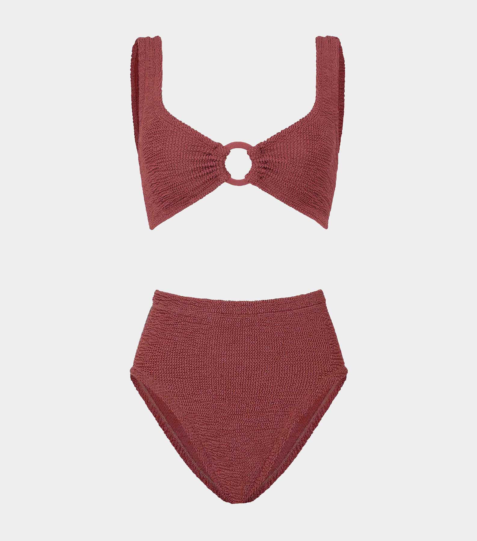 HUNZA G Nadine Bikini With Tonal Hoops   Metallic Rosewood