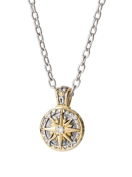 JOHN MEDEIROS JEWELRY COLLECTIONS Ocean Images Seaside   Cubic Zirconia Compass with Chain