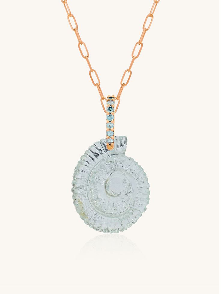 VIOLETTE JOAILLERIE PENDENTIF ESCARGOT AIGUE MARINE