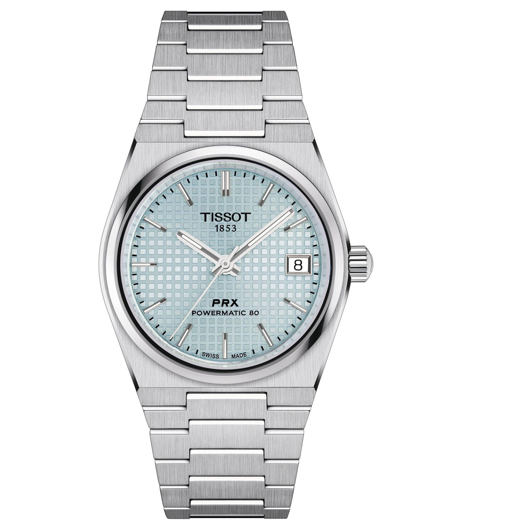 Tissot T  Classic PRX Powermatic 80 Blue Dial Stainless Steel Bracelet Watch 35mm   T1372071135100