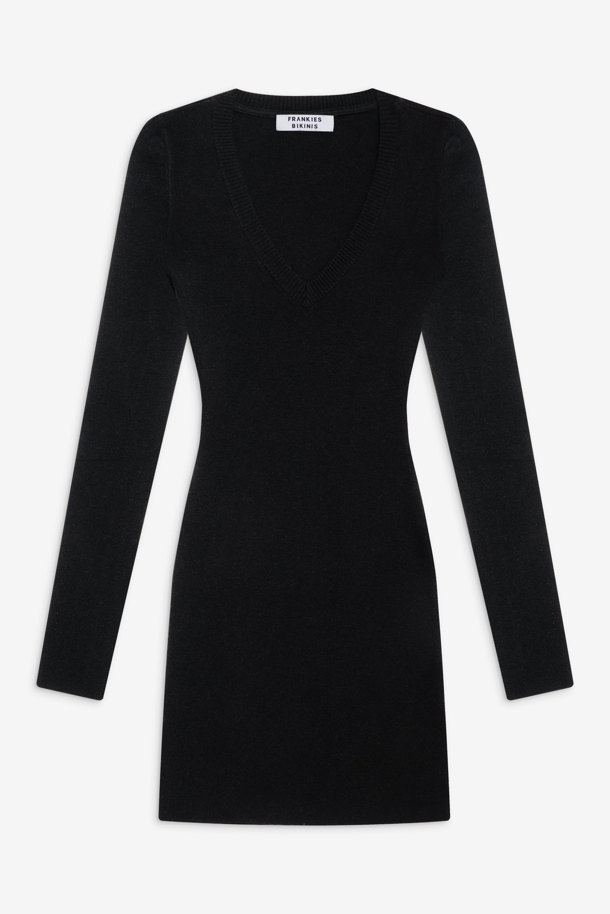 FRANKIES BIKINIS Sweetheart Knit Dress   Black