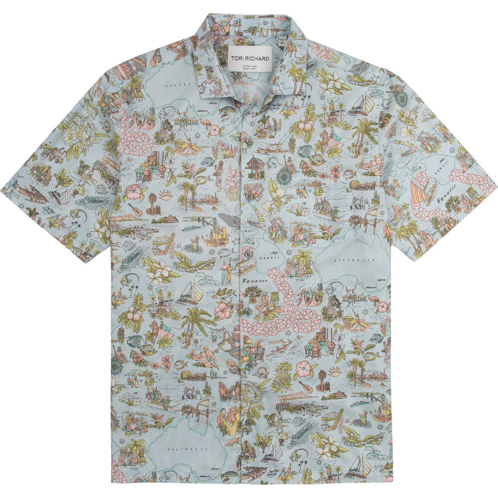 TORI RICHARD MENS Tori Richard Destinations Cotton Lawn Camp Shirt   Chambray
