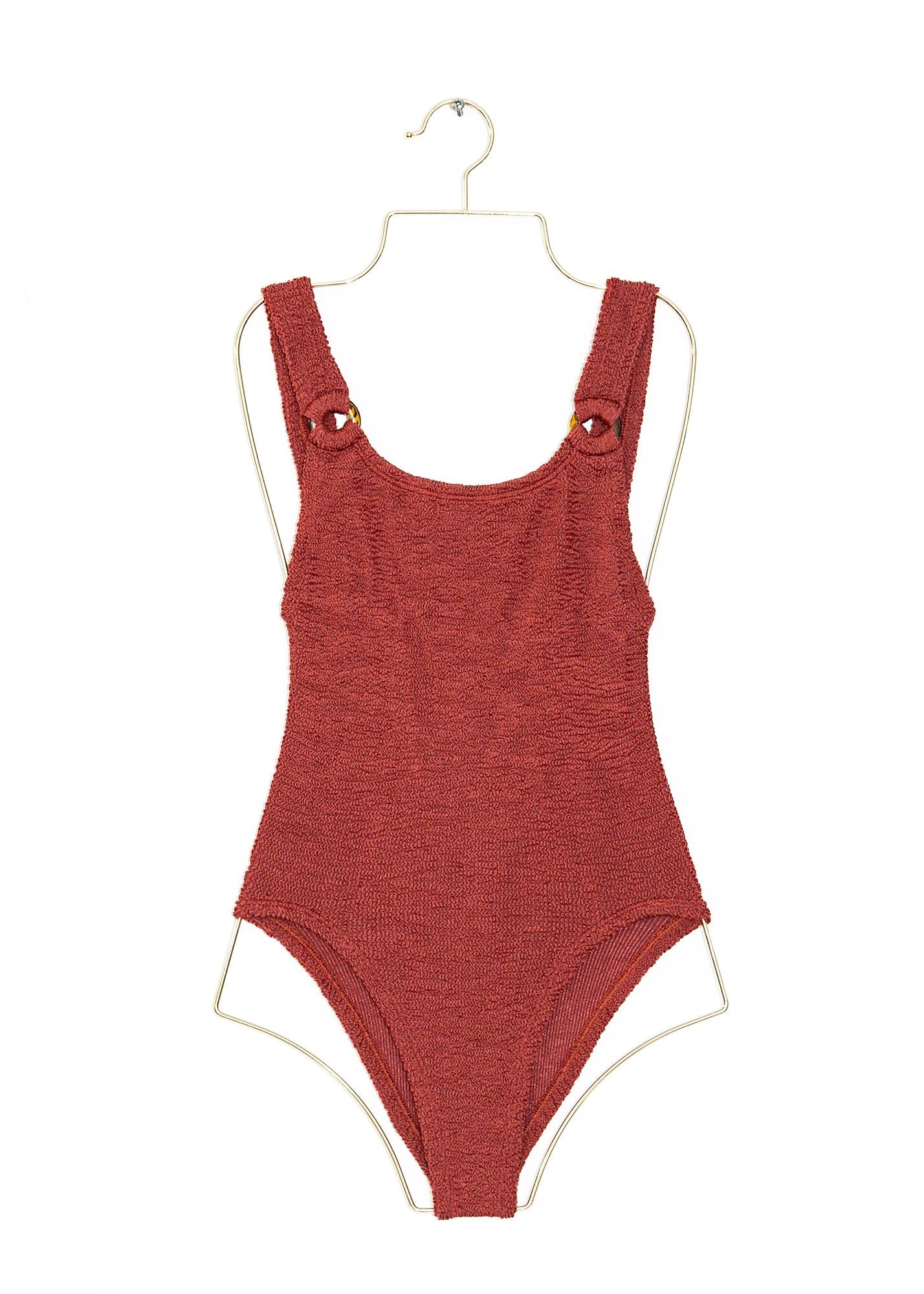 Domino Swimsuit in Metallic Rosewood  from Hunza G