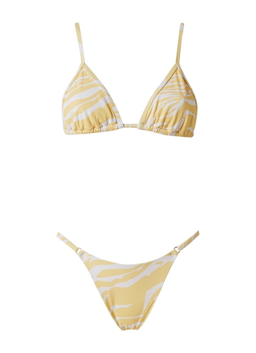 STEFANIA FRANGISTA Quinn Triangle Over The Shoulder Bikini Rib Yellow Zebra