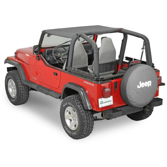 QuadraTop 13814 15 Bimini Top in Black Denim for 87 91 Jeep Wrangler YJ