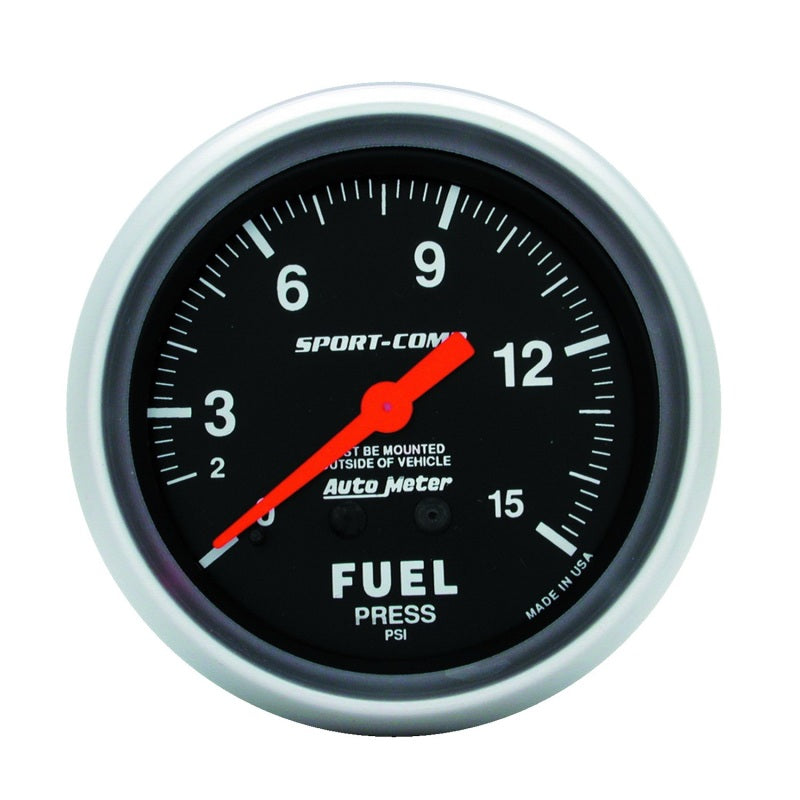 Autometer Sport Comp 2 5/8in 0 15 PSI Mechanical Fuel Pressure Gauge