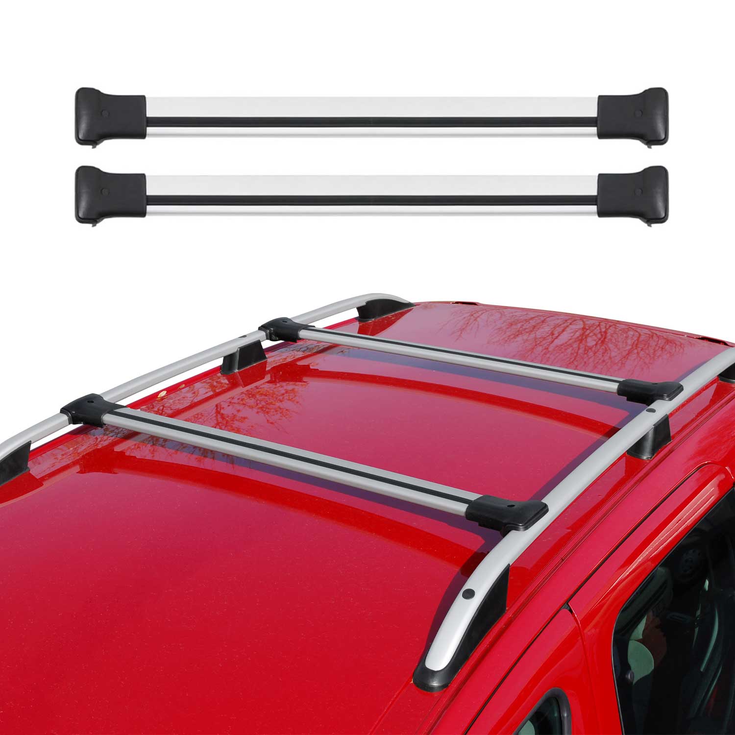 OMTEC 2008 2015 Land Rover LR2 Roof Rack Cross Bars Silver