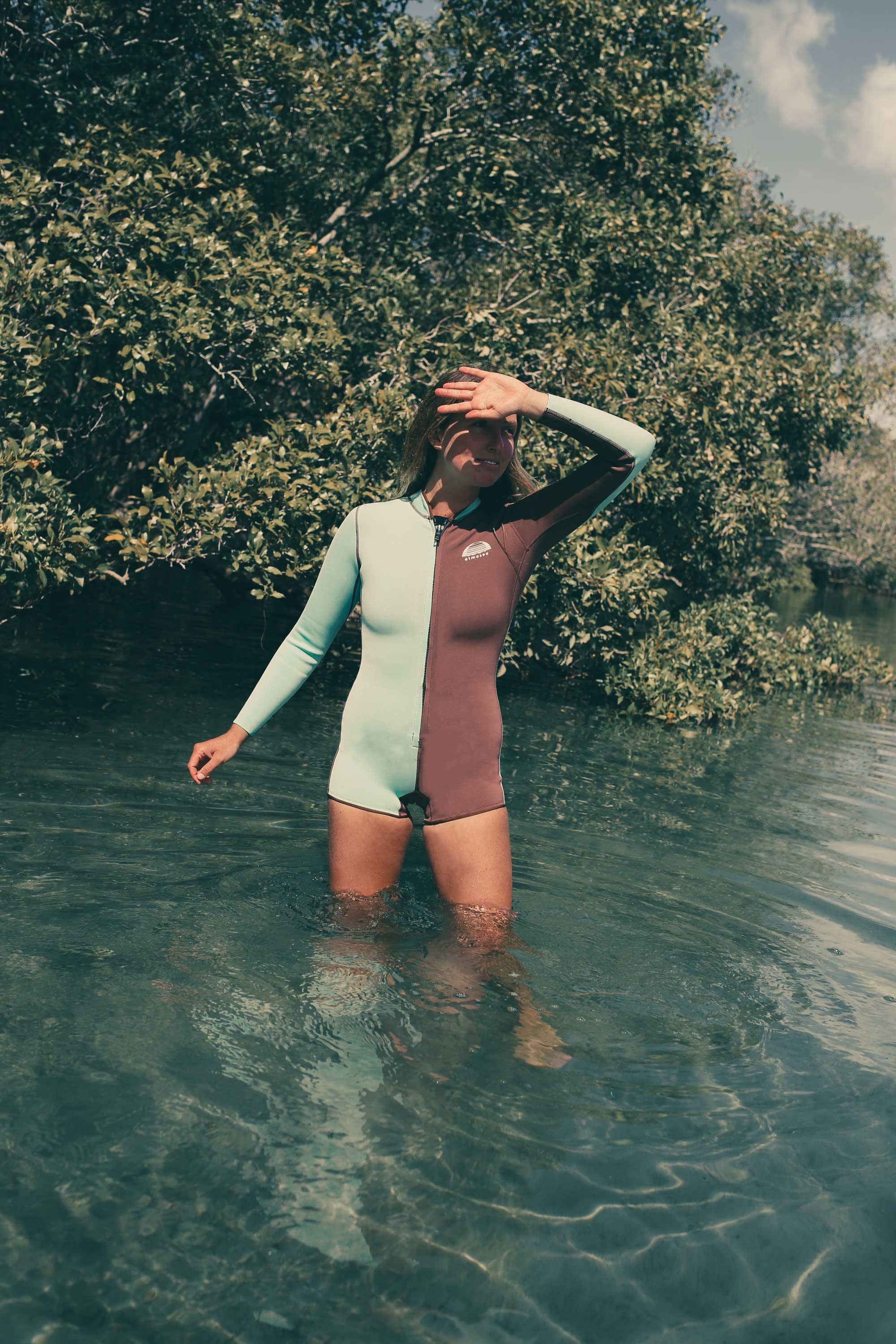 ATMOSEA Front Zip Boyleg Springsuit   Mint Slice