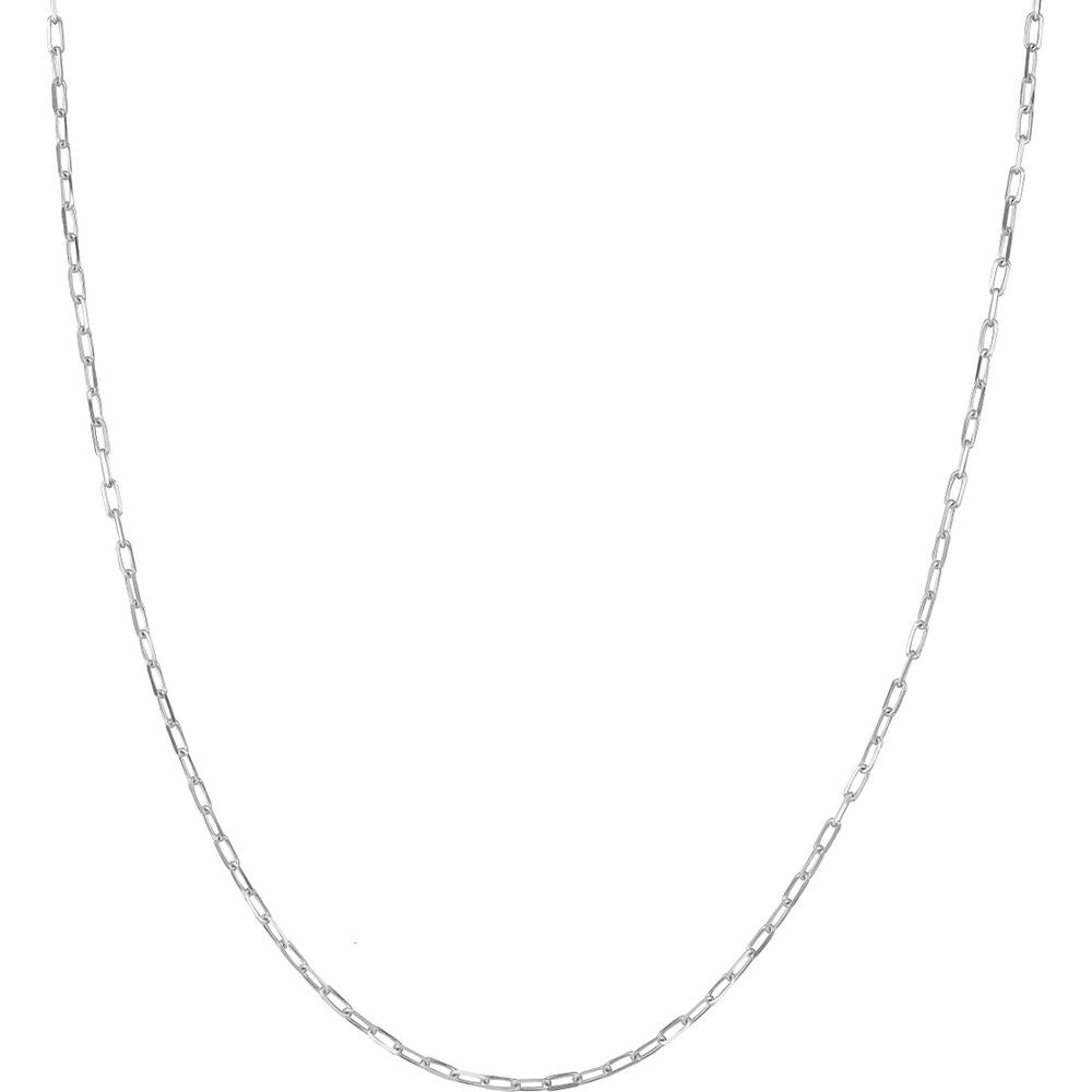 Olas d'Oro   18K White Gold 1.95mm Diamond Cut Paper Clip Chain Bracelet   7.25" Length