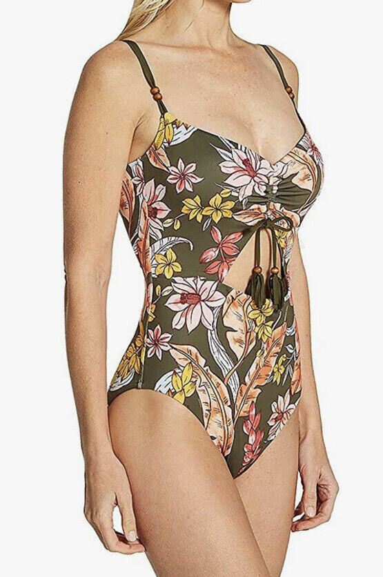 NWT Sanctuary Organic Botanic Keyhole One Piece Fatigue Green Size XS