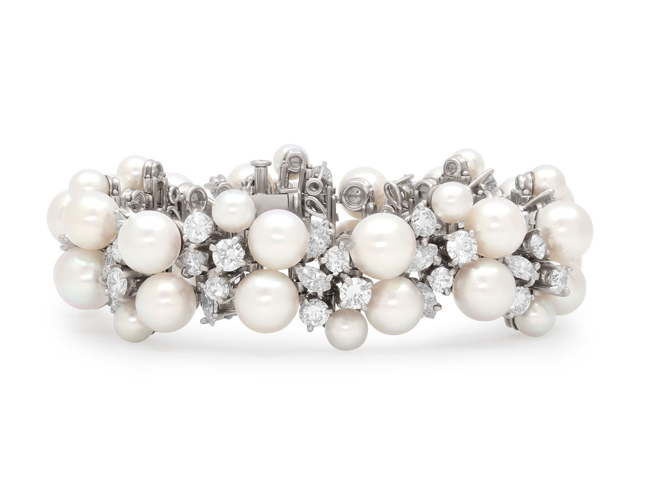 BELADORA Diamond and Pearl Bracelet in 18K White Gold  by Meister