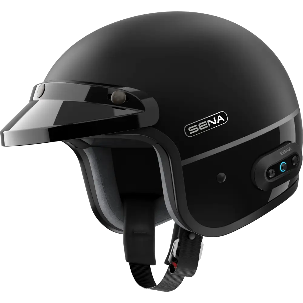 SENA Surge Open Face Helmet W/Mesh Matte Black/Glossy Black 2x