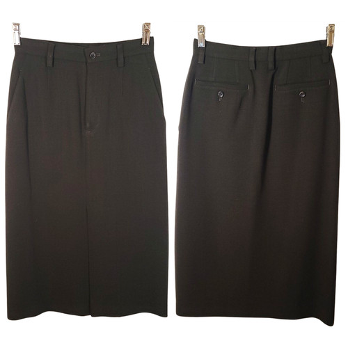 ISSEY MIYAKE S US M JP Slit Front Straight Wool Made in Japan Midi Skirt