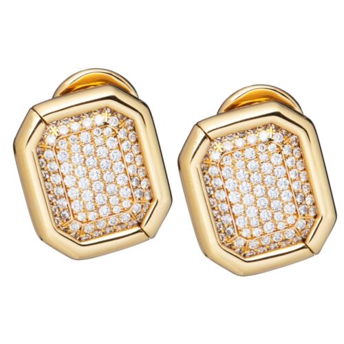 Chopard Yellow G Pave Diamond Earrings 84/6014 Brand New Retail