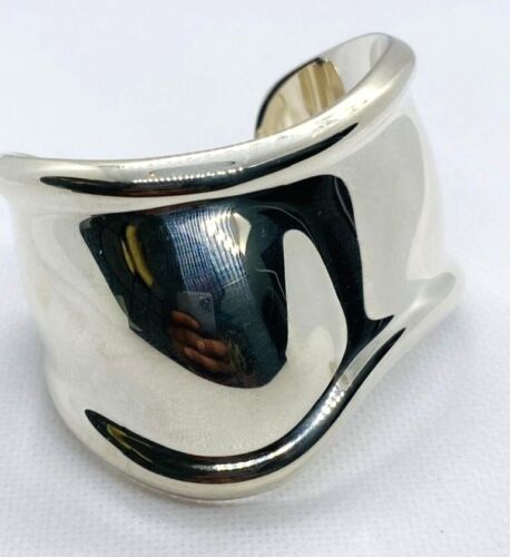 Tiffany & Co 925 Sterling Silver Elsa Peretti Bone Cuff Bracelet 5.75"