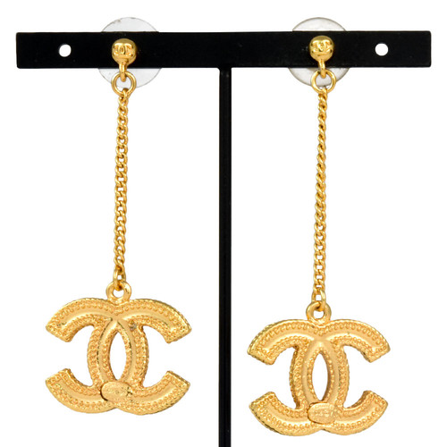 Chanel G CC Dangle Piercing Earrings