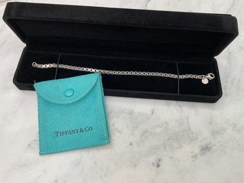 Tiffany & Co. 16g Box Link Chain Bracelet 925 Sterling Silver. W/ Pouch