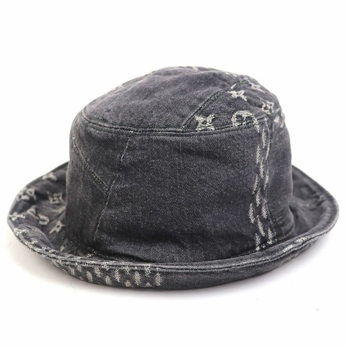 Louis Vuitton MP2745 Bonnet Damier Giant Wave Reversible Denim Hat Cap Auth