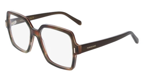 FERRAGAMO SF3031 280 STRIPED BROWN GREEN 56/17/145 FEMALE Eyewear Frame