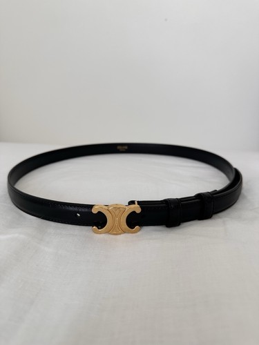 Celine small Triomphe belt in Black Taurillon Leather 75cm