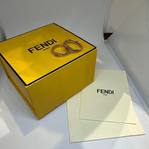 FENDI Baguette Small Hoop Earrings Pink G chain U with box