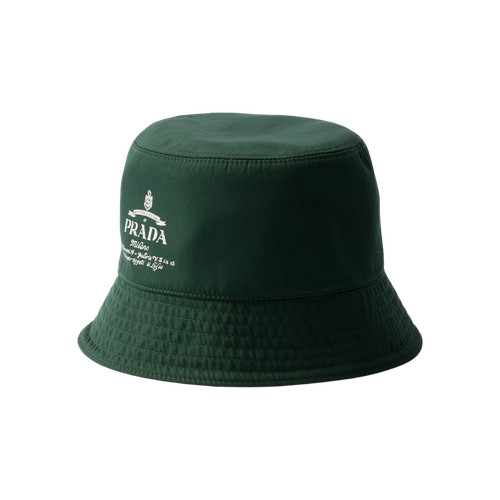 Prada Reversible Technical Cotton Bucket Hat Billiard Green/Black