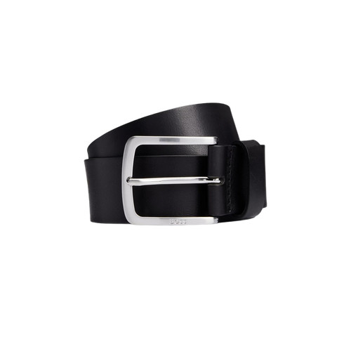 Hugo Boss Italian Leather Belt with Logo Engraved Buckle Black