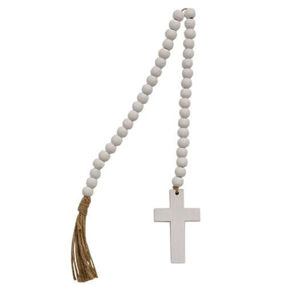 2736 White Cross Bead Garland